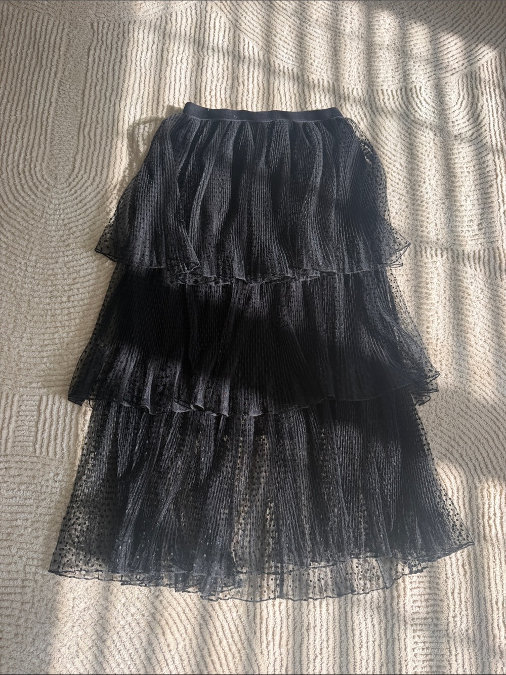 Zara Black Tiered Mesh Maxi Skirt